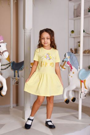 Платье на девочку Единорожка к/р желтый (арт. ПЛ0112)